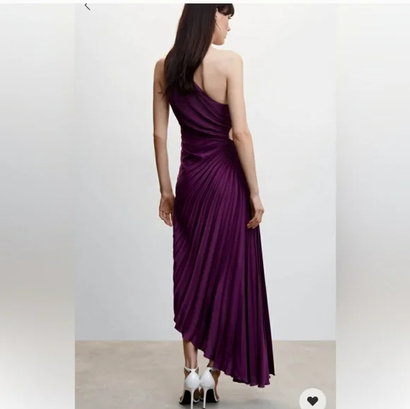 MANGO PURPLE ASYMETRICAL PLEATED DRESS - Picture 4 of 9